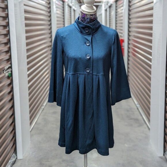 Du Jour Size Small Teal Blue Fit and Flare Retro Pin Up Style Coat - Picture 1 of 6